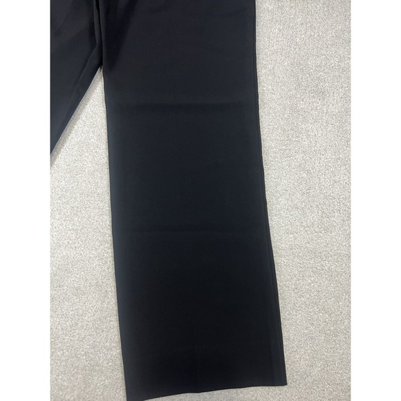 St John Caviar Diana Pants Womens Black Crepe High Rise Straight Trouser Size 12 - Picture 13 of 13
